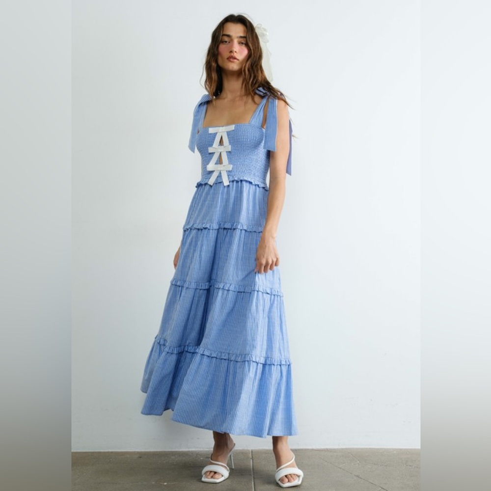 NWT Maxi Dress in blue with tie straps - Picture 4 of 7